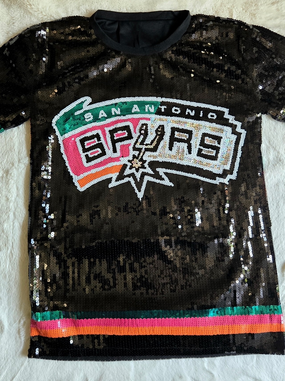 San Antonio Spurs Black Sequin Logo Top Jersey Dress